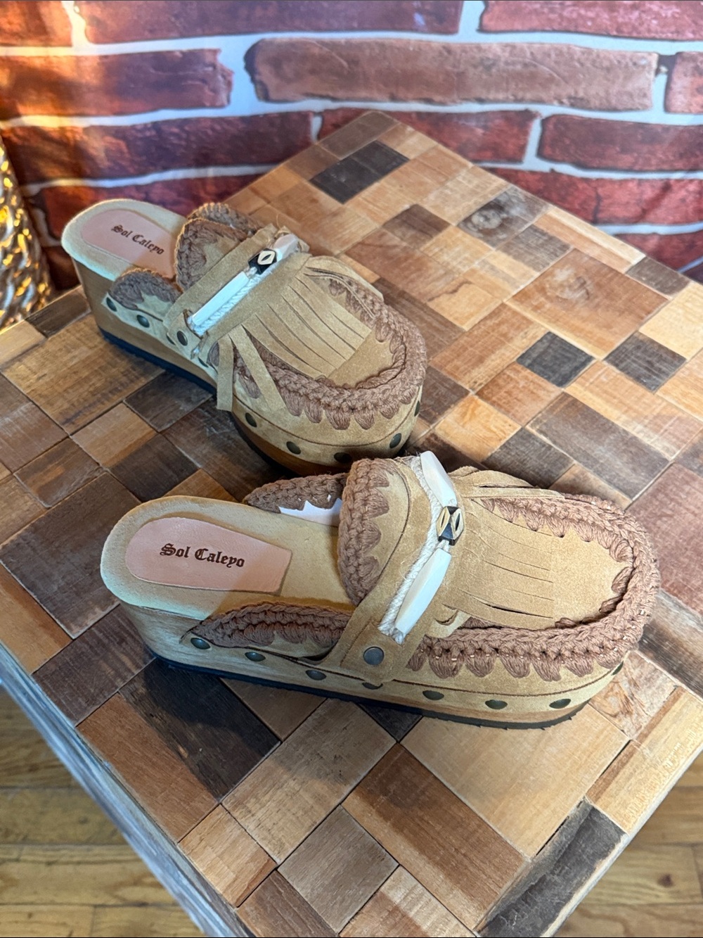 👞 Sol Caleyo Handmade Spanish Platform Clogs – Tan – 40 EU - Picture 2 of 11